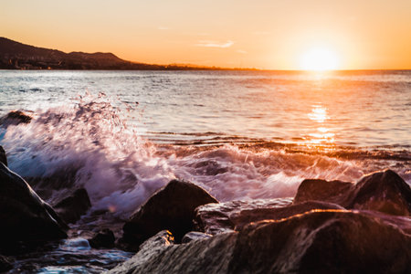 Sunrise in Badalona, Barcelona, Spain