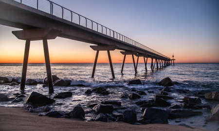 Sunrise in Badalona, Barcelona, Spainの写真素材