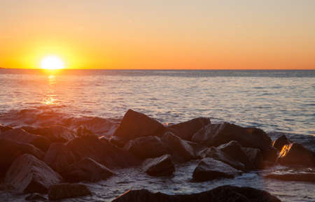 Sunrise in Badalona, Barcelona, Spainの写真素材