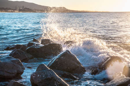 Sunrise in Badalona, Barcelona, Spainの写真素材