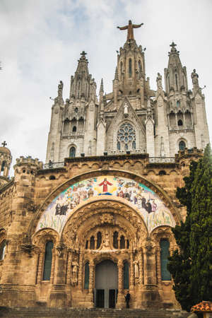 Temple Sacred Heart of Jesus on Tibidabo in Barcelona, Spain.のeditorial素材