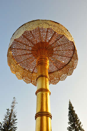 golden umbrella at Doi Suthep - chiang mai, thailandの写真素材