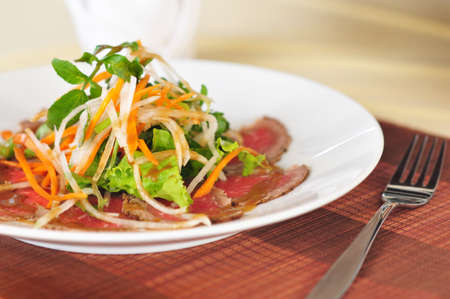 selected fine sliced beef salad with teasty dressingの写真素材