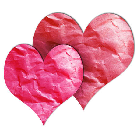 Paper cut in the two hearts shape for designsの写真素材