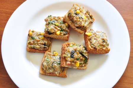 the scrumptious pork bread with corn and seaweedの写真素材