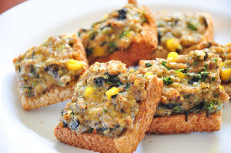 the scrumptious pork bread with corn and seaweedの写真素材