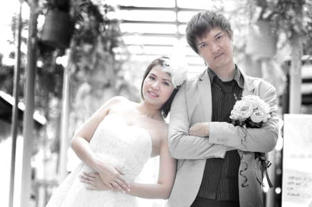 A bride and a groom with loveの写真素材