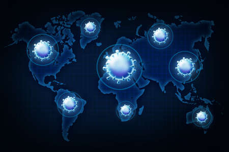 World map with virus imageの写真素材