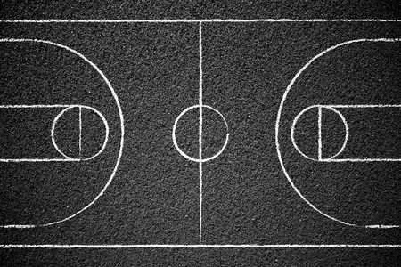 Street basketball court with chalk drawn lines.の写真素材