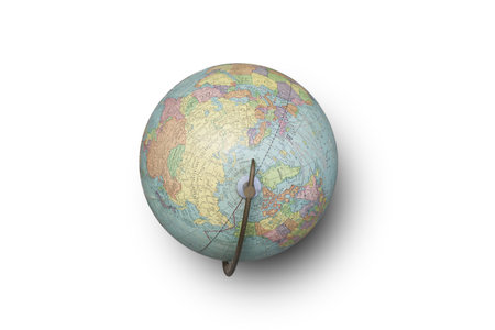 Isolated image of a world globe from a high vantage point. Clipping path included. 