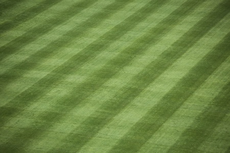 Horizontal shot of manicured outfield grass at a baseball stadium. の写真素材