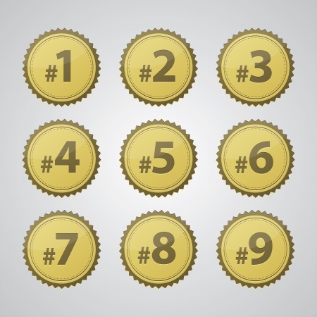  gold pressed number badges. のイラスト素材
