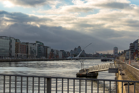 Samuel Beckett Bridge Over the River Liffey in Dublin Ireland