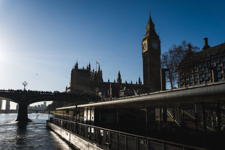 View of Big Ben and Westminster Abbey from the River Thames