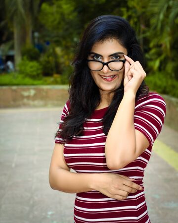 Aug 18, 2019. Mumbai, India.close up Portrait of cute model.のeditorial素材