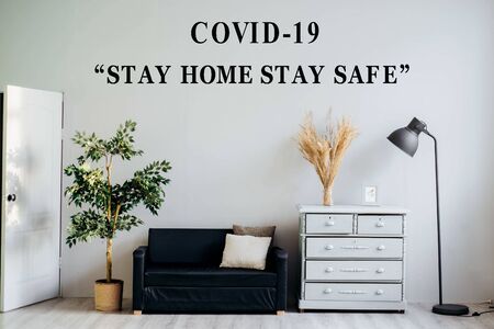 Stay Home Stay Safe, Let's Stop COVID-19, stay home in COVID-19 coronavirus outbreak, stay in the house to prevent virus infection.の写真素材