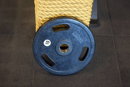 gym equipment on floorの写真素材
