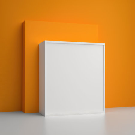 Background for product presentation, bright orange rhombus, with an eye-catching design. AI generationの素材