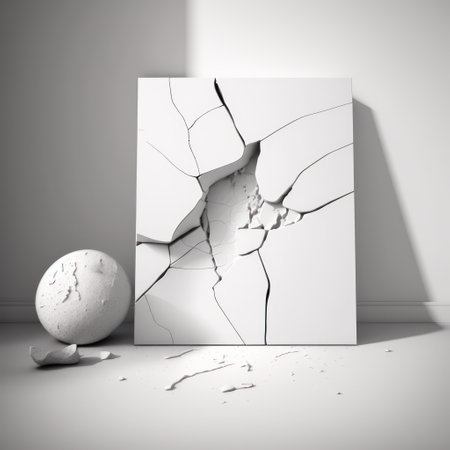 Abstract modern background, cracked boulder with faint markings carved into its surface AI generationの素材