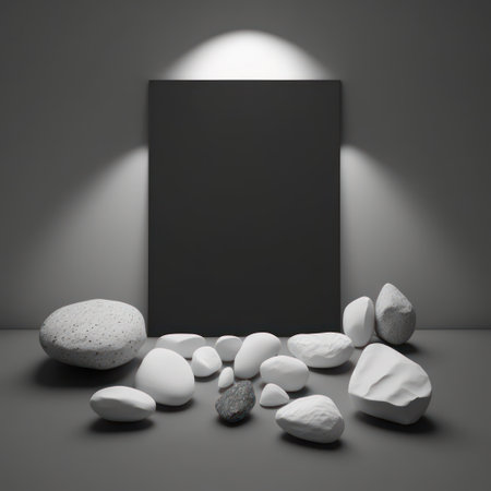 Background for product presentation, glowing rocks and pebbles AI generationの素材