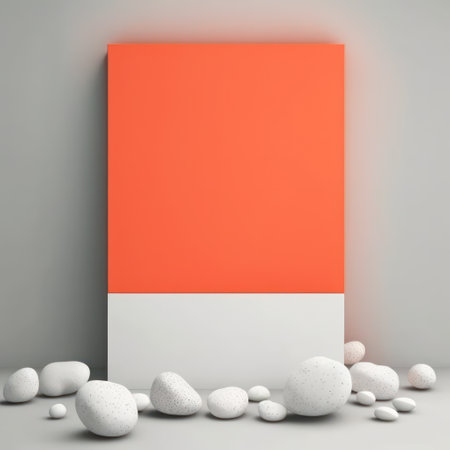 Abstract modern background, vibrant coral and white stones AI generationの素材