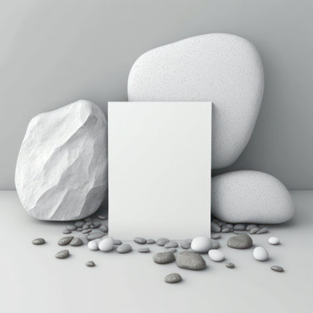 Background for product presentation, striped boulders and pebbles AI generationの素材