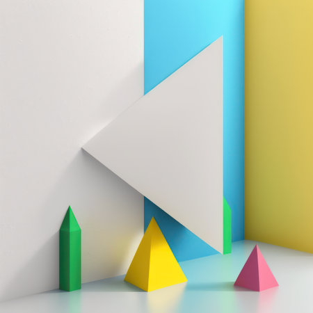 Background for product presentation, colorful, triangular prism with sharp edges. AI generationの素材