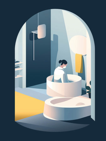 A person practicing guided visualization in a quiet corner of a tranquil spa. AI generationの素材