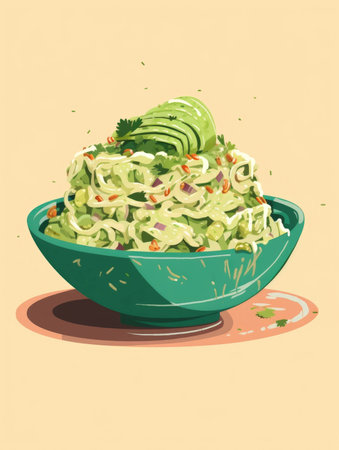 A bowl of grasshopperfilled guacamole dip. AI generationの素材
