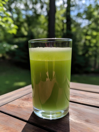 A glass of nuttytasting cricket flour juice. AI generationの素材