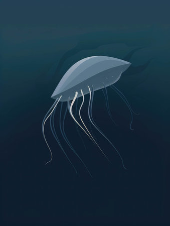 A mysterious deepsea creature glides gracefully towards the surface.. AI generationの素材
