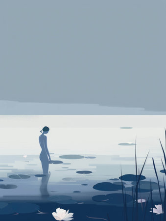 A hidden world of indescribable beauty lies beyond the waterâs edge.. AI generationの素材