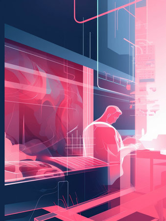 A futuristiclooking computer analyzing the nutritional components of labgrown meats.. AI generationの素材