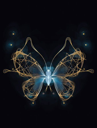 Two neural networks intertwining to form a erfly shape signifying the power of transhumanism to transform the world.. AI generationの素材