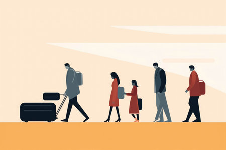 A single suitcase seen being slowly dragged away from a family gathering each step away from its destination Psychology emotions concept. AI generationの素材