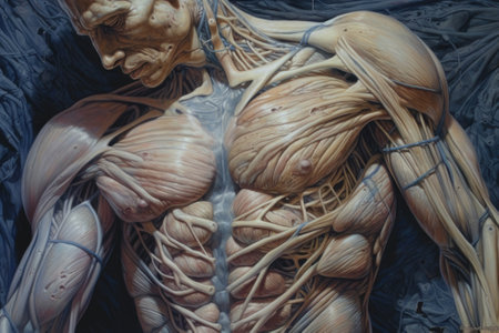 Lively lines that taper and twine along the ribcage.. AI generationの素材