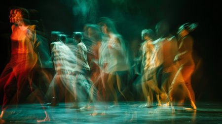 Blurry forms sway to the rhythm of the performance lost in the momentの素材