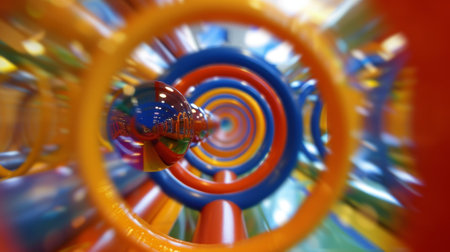 A kaleidoscope of colors and movement in the defocused indoor play areaの素材