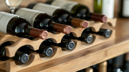 A bamboo wine rack displaying your bottles in an elegant and environmentallyconscious wayの素材