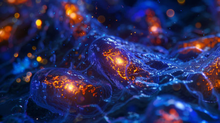 An immunofluorescence image showing the localization of LC3 protein a key marker of autophagy in the cytoplasmの素材