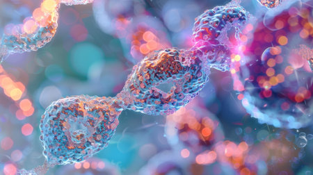 A microscopic image of a cell undergoing division with visible asymmetry in the distribution of chromatin and epigenetic modifications highlighting the importance of accurate inheritancの素材