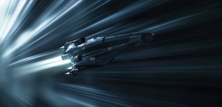 A lone force carrier gliding through the darkness searching for its counterpart to exchange energy withの素材