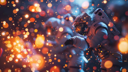 A team of astronauts carefully studies the effects of an antimatter explosion from a safe distanceの素材