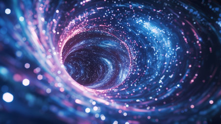 A mesmerizing sight of photons creating a beautiful spectacle in the night skyの素材