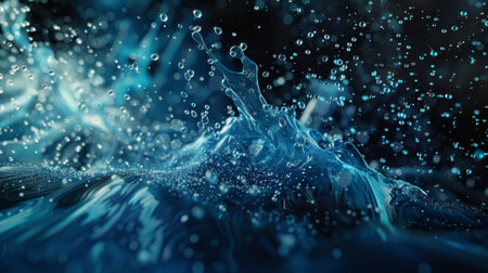 A dynamic collision of droplets and particles forming a mesmerizing fountain of movementの素材
