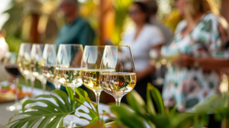 The guests are treated to a variety of wine tastings each showcasing the distinct flavors influenced by the tropical climateの素材