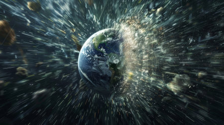 Earth becomes a mere blur in the midst of the unrelenting neutrino stream a reminder of our own insignificanceの素材