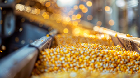 A close up of a corn processing plant where the biomass is converted into fuelの素材