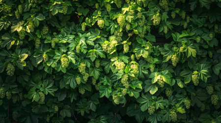 In a hidden corner a vine of hops represents the energy and excitement of particle interactions in the gardenの素材