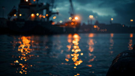 The dark waters of the harbor are constantly churned up by the movement of ships leaving behind trails of coal dustの素材